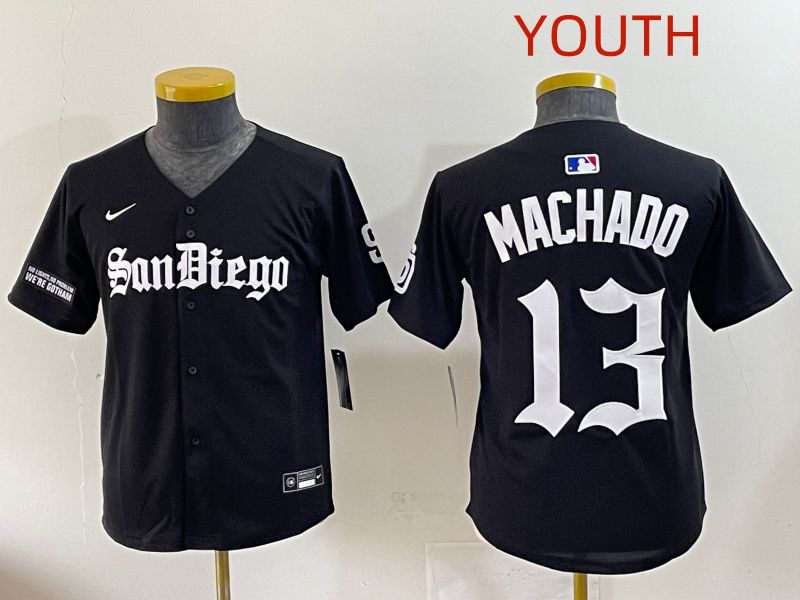 Youth 2025 San Diego Padres 13 Machado Black Five generations Joint Name Nike MLB Jersey style 18